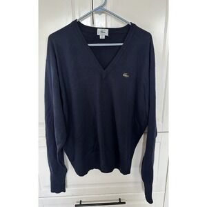 Lacoste Navy Blue V-Neck Sweater - Comfortable & Stylish XL